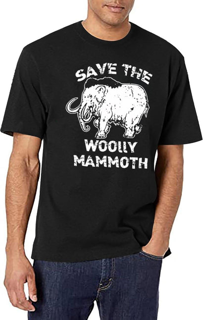 Save The Woolly Mammoth-Funny Elephant-Vintage Animal T-Shirt for Men & Women, T-Shirts Graphic Tee - Black
