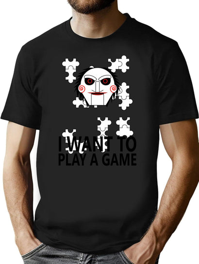 Saw Jigsaw Puppet T-Shirt for Men & Women, T-Shirts Graphic Tee - Black