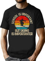 School Is Important But Skiing Is Importanter Ski Funny T-Shirt for Men & Women, T-Shirts Graphic Tee - Black