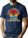 School Is Important But Skiing Is Importanter Ski Funny T-Shirt for Men & Women, T-Shirts Graphic Tee - Navy