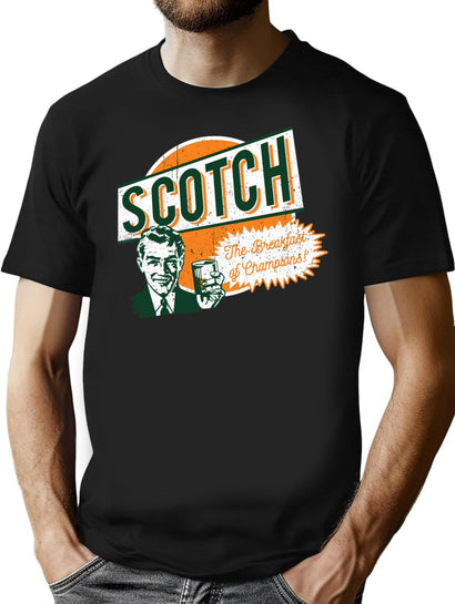 Scotch The Breakfast Of Champions T-Shirt for Men & Women, T-Shirts Graphic Tee - Black