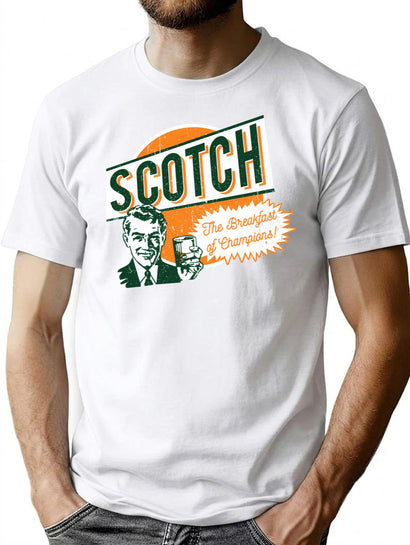 Scotch The Breakfast Of Champions T-Shirt for Men & Women, T-Shirts Graphic Tee - Black