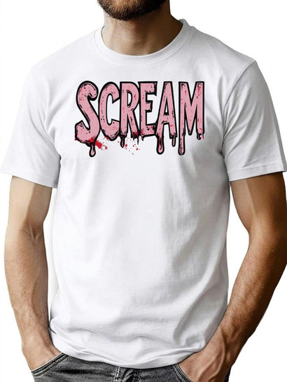 Scream Pink Drip T-Shirt for Men & Women, T-Shirts Graphic Tee - Black