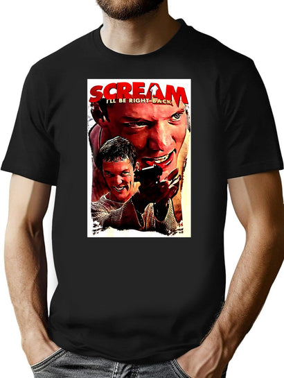 Scream Stu Picture Art T-Shirt for Men & Women, T-Shirts Graphic Tee - Black