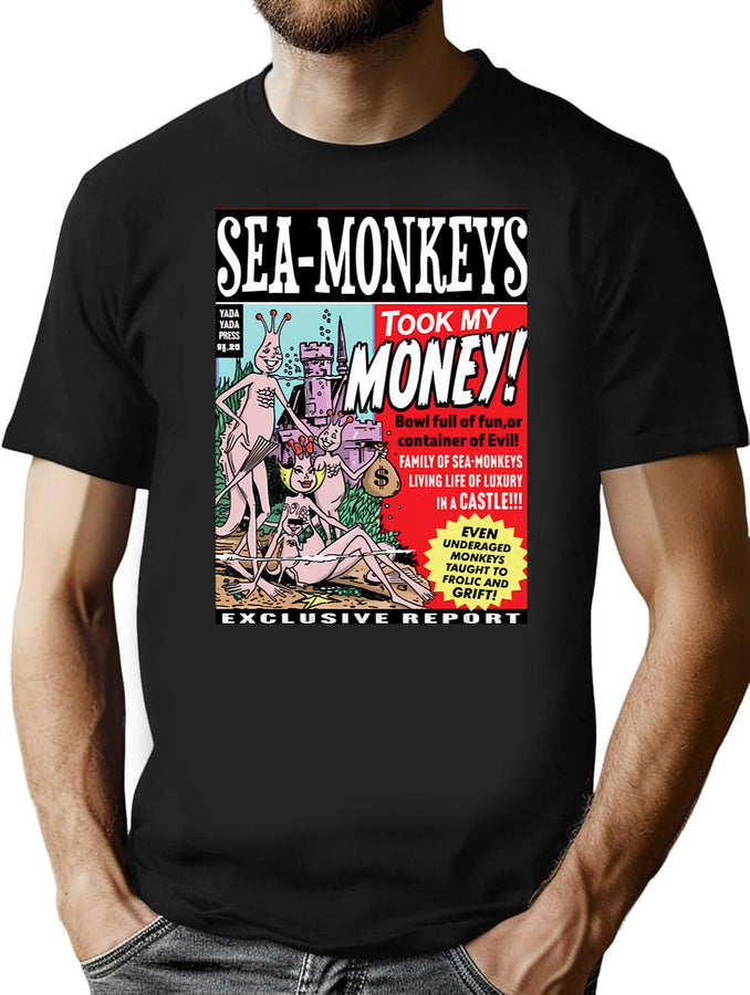 Sea-Monkey Exclusive T-Shirt for Men & Women, T-Shirts Graphic Tee - Black