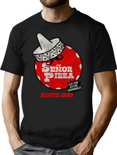 Seor Pizza Loverboy Worn Out T-Shirt for Men & Women, T-Shirts Graphic Tee - Black