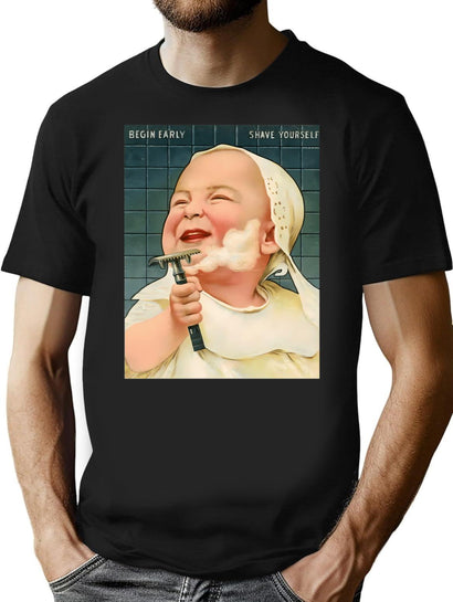 Shaving Baby T-Shirt for Men & Women, T-Shirts Graphic Tee - Black