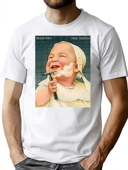 Shaving Baby T-Shirt for Men & Women, T-Shirts Graphic Tee - Black