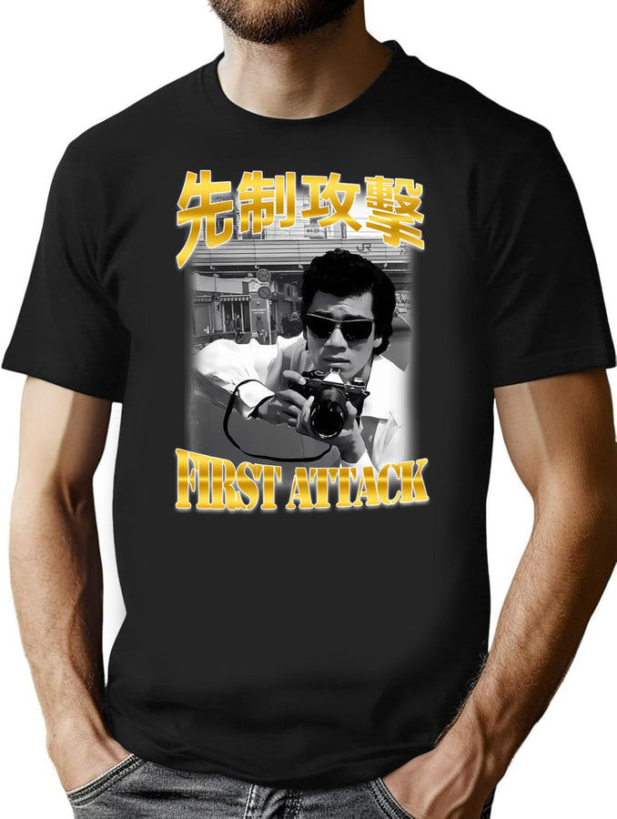 Shibuya Street Photography Attack Bootleg Style Bootleg Graphic T-Shirt - Black