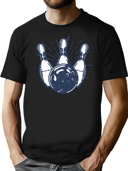 Simple Bowling Art T-Shirt for Men & Women, T-Shirts Graphic Tee - Black