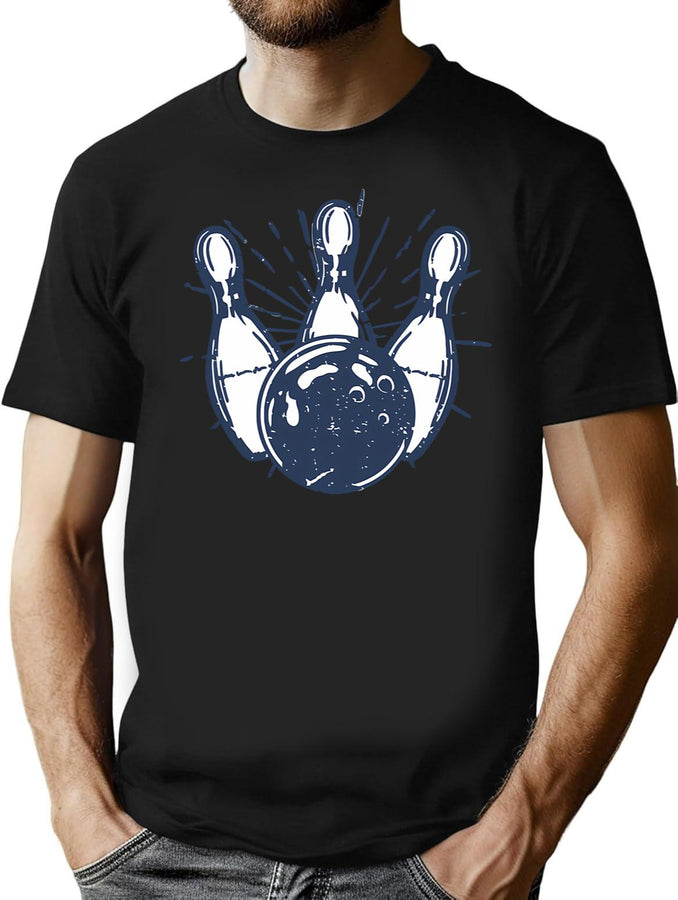 Simple Bowling Art T-Shirt for Men & Women, T-Shirts Graphic Tee - Black