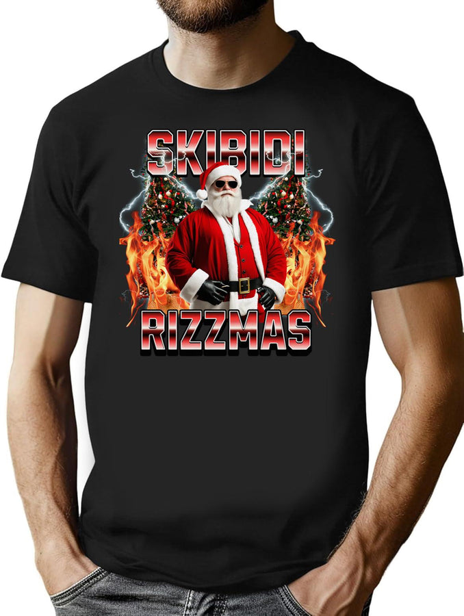 Skibidi Rizzmas Bootleg Graphic T-Shirt - Black