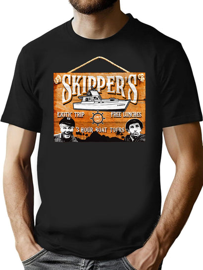 Skipper Gilligan'S Island Wooden Sign T-Shirt for Men & Women, T-Shirts Graphic Tee - Black