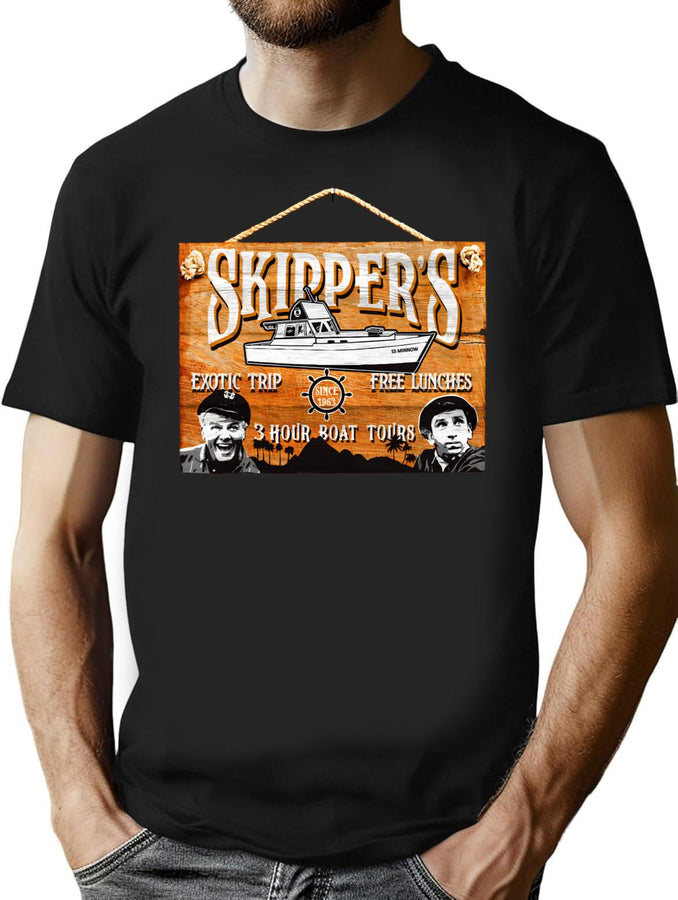 Skipper Gilligan'S Island Wooden Sign T-Shirt for Men & Women, T-Shirts Graphic Tee - Black