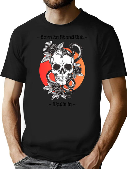 Skull Born To Stand Out T-Shirt for Men & Women, T-Shirts Graphic Tee - Black