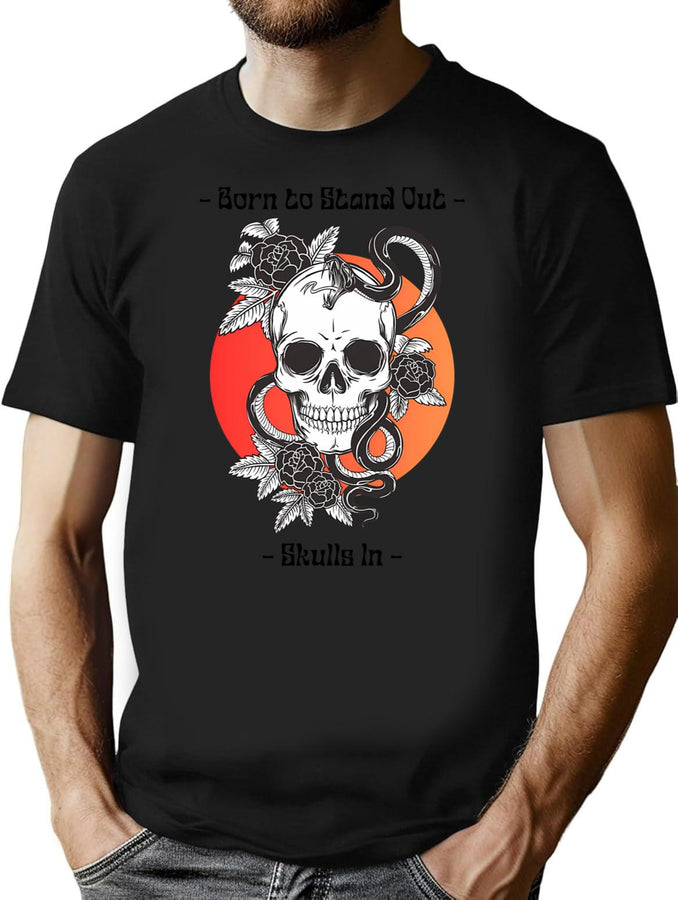 Skull Born To Stand Out T-Shirt for Men & Women, T-Shirts Graphic Tee - Black