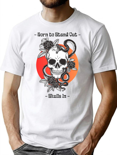 Skull Born To Stand Out T-Shirt for Men & Women, T-Shirts Graphic Tee - Black