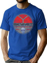 Skynet Oval Worn T-Shirt for Men & Women, T-Shirts Graphic Tee - Blue