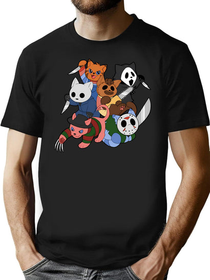 Slasher Kitties (Group Of 6) T-Shirt for Men & Women, T-Shirts Graphic Tee - Black