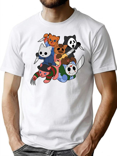 Slasher Kitties (Group Of 6) T-Shirt for Men & Women, T-Shirts Graphic Tee - Black