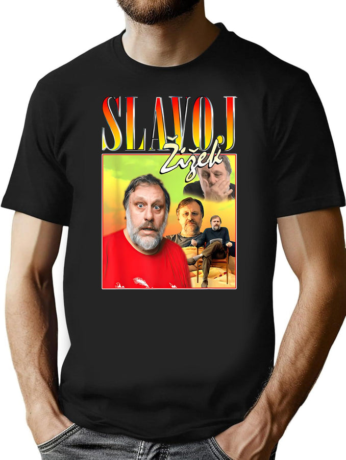 Slavoj Zizek 90S Bootleg Rap Homage Leftist Philosopher Bootleg Graphic T-Shirt - Black