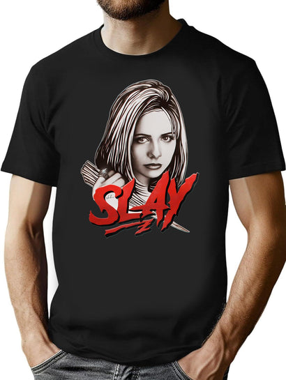 Slay T-Shirt for Men & Women, T-Shirts Graphic Tee - Black