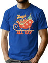 Sleigh All Day - Cute Retro Vintage Christmas Print T-Shirt for Men & Women, T-Shirts Graphic Tee - Blue