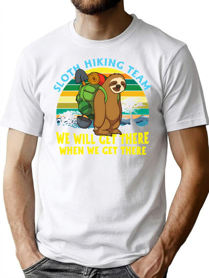 Sloth Hiking Team We'Ll Get There When We Get There (1) T-Shirt for Men & Women, T-Shirts Graphic Tee - Black