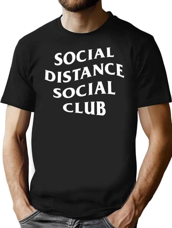 Social Distance Social Club (White) Bootleg Graphic T-Shirt - Black