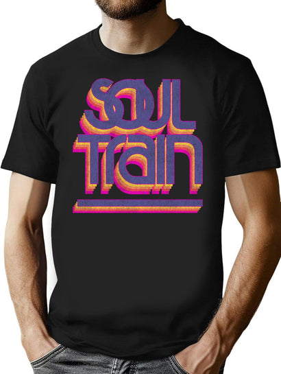 Soul Train Type Worn Lts T-Shirt for Men & Women, T-Shirts Graphic Tee - Black