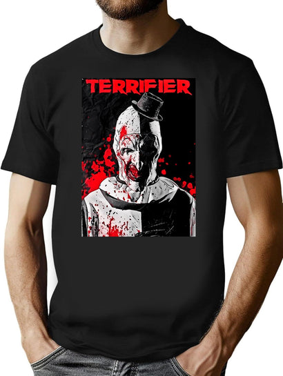 Special Present Terrifier Movie Horror Poster Art Gift Movie Fans T-Shirt for Men & Women, T-Shirts Graphic Tee - Black