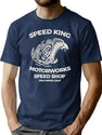 Speed King Motorworks Speed Shop Hollywood Calif T-Shirt for Men & Women, T-Shirts Graphic Tee - Navy