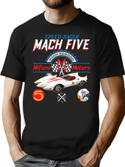 Speed Racer Mach 5 Mifune Motors T-Shirt for Men & Women, T-Shirts Graphic Tee - Black