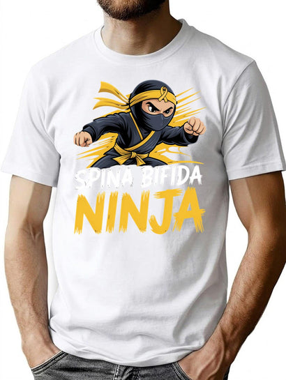 Spina Bifida Ninja Funny Vintage Yellow Awareness Support T-Shirt for Men & Women, T-Shirts Graphic Tee - Black
