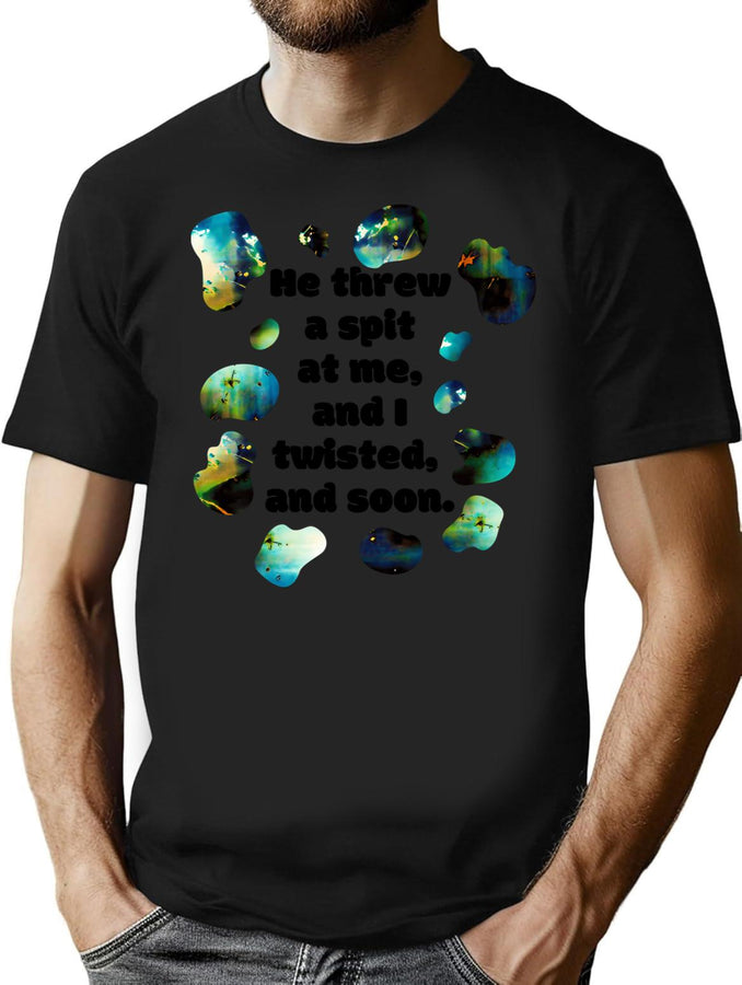 Spit - Funny Bad Translation Quote With Glitch Art Bootleg Graphic T-Shirt - Black