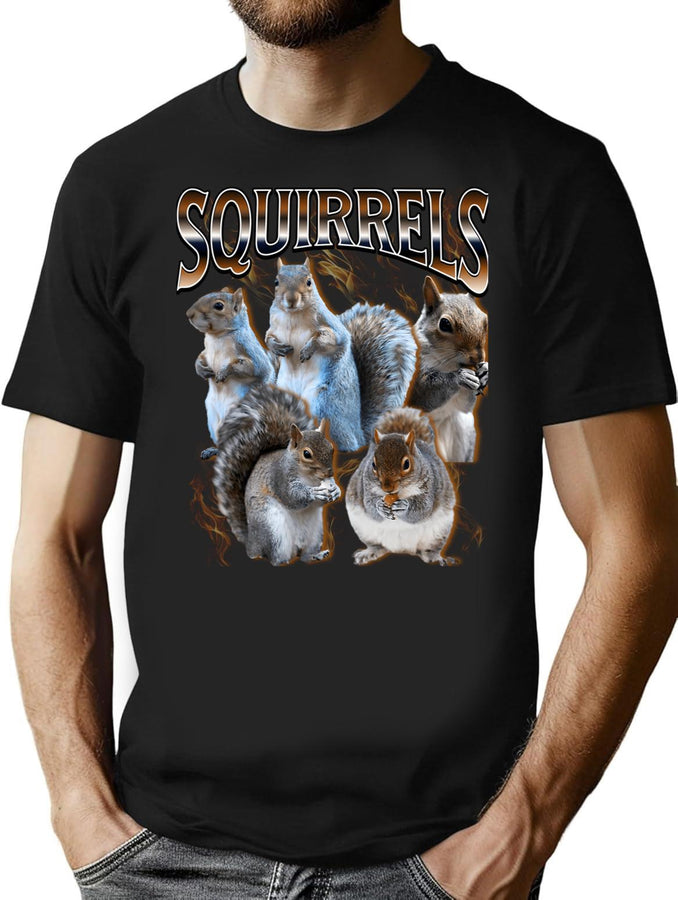 Squirrel Bootleg Grunge Bootleg Graphic T-Shirt - Black