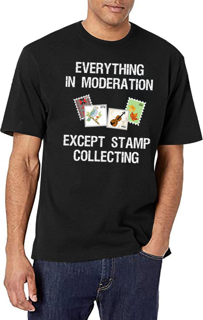 Stamp Collecting For Collectors Funny Moderation T-Shirt for Men & Women, T-Shirts Graphic Tee - Black