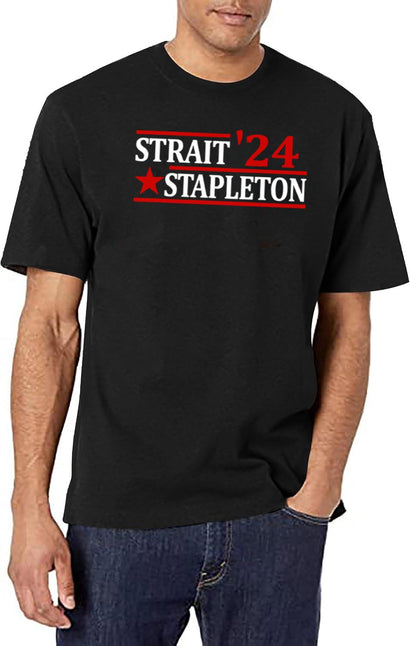 Stapleton Strait 24 Retro Vintage Country Cowboy Western Black T-Shirt - Black
