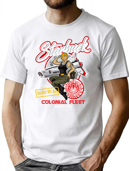 Starbuck Colonial Fleet Pilot T-Shirt for Men & Women, T-Shirts Graphic Tee - Black