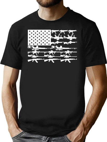 Stars Stripes And Guns T-Shirt for Men & Women, T-Shirts Graphic Tee - Black