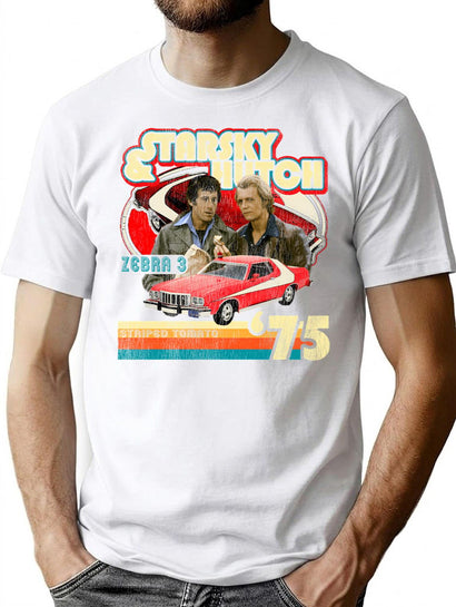 Starsky Hutch Show Retro Worn T-Shirt for Men & Women, T-Shirts Graphic Tee - Black