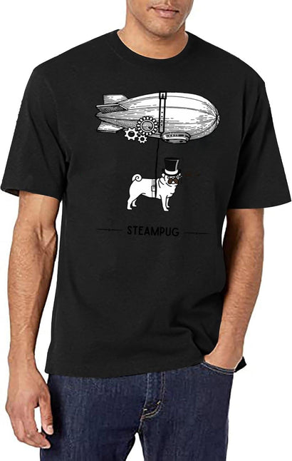 Steampunk Pug T-Shirt for Men & Women, T-Shirts Graphic Tee - Black