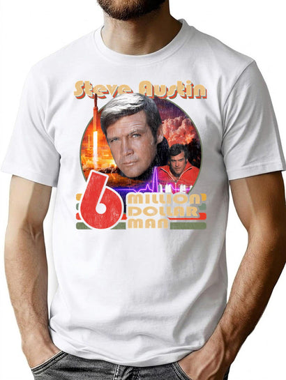 Steve Austin Was The Six Million Dollar Man Worn Out T-Shirt for Men & Women, T-Shirts Graphic Tee - Black
