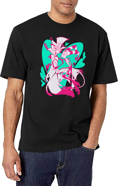 Stolas And Blitzo Valentines - Helluva Boss Black T-Shirt - Black