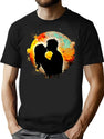Street Art Kiss Bootleg Graphic T-Shirt - Black