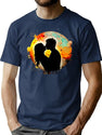Street Art Kiss Bootleg Graphic T-Shirt - Navy