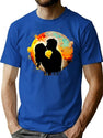 Street Art Kiss Bootleg Graphic T-Shirt - Blue