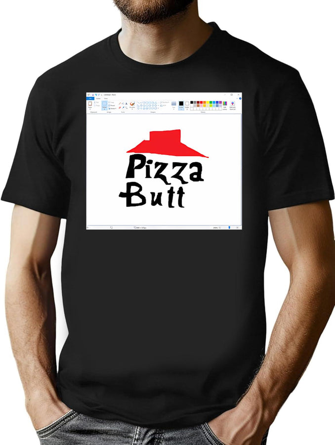 Stuffed Crust (With Ms Paint Border) Bootleg Graphic T-Shirt - Black