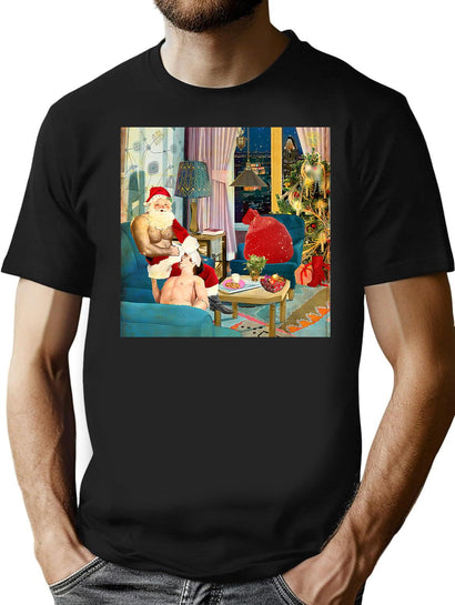 Sucking Santa T-Shirt for Men & Women, T-Shirts Graphic Tee - Black