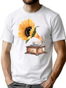 Sunflower Gramophone T-Shirt for Men & Women, T-Shirts Graphic Tee - White